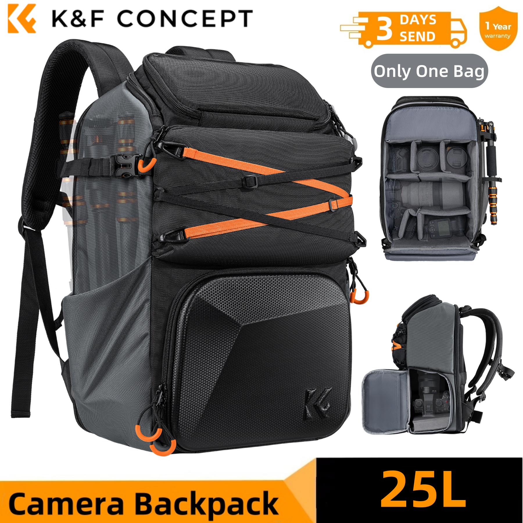 Rain Cover Backpack - K&F CONCEPT 25L Outdoor Camera Backpack