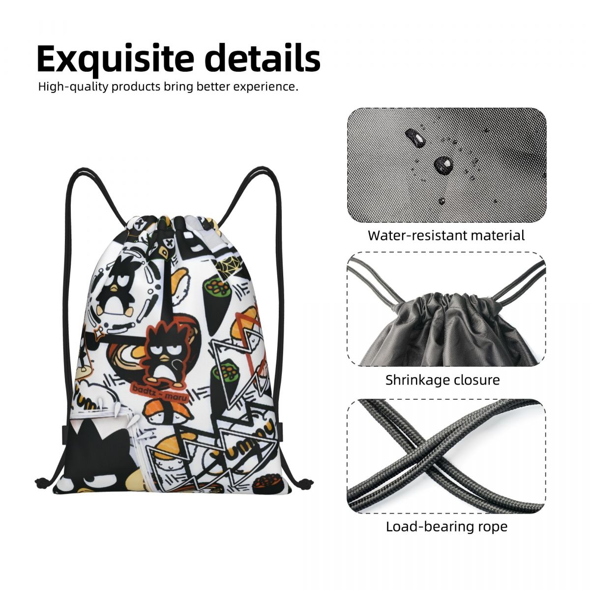 Cute Cartoon Penguin Bad Badtz – обзор и цена Drawstring Gym Bag