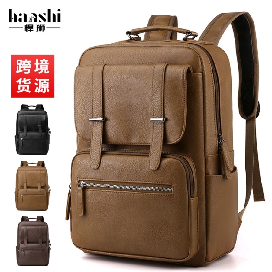 【New Arrival】Men's PU Leather  – обзор и цена Laptop Backpack 15.6