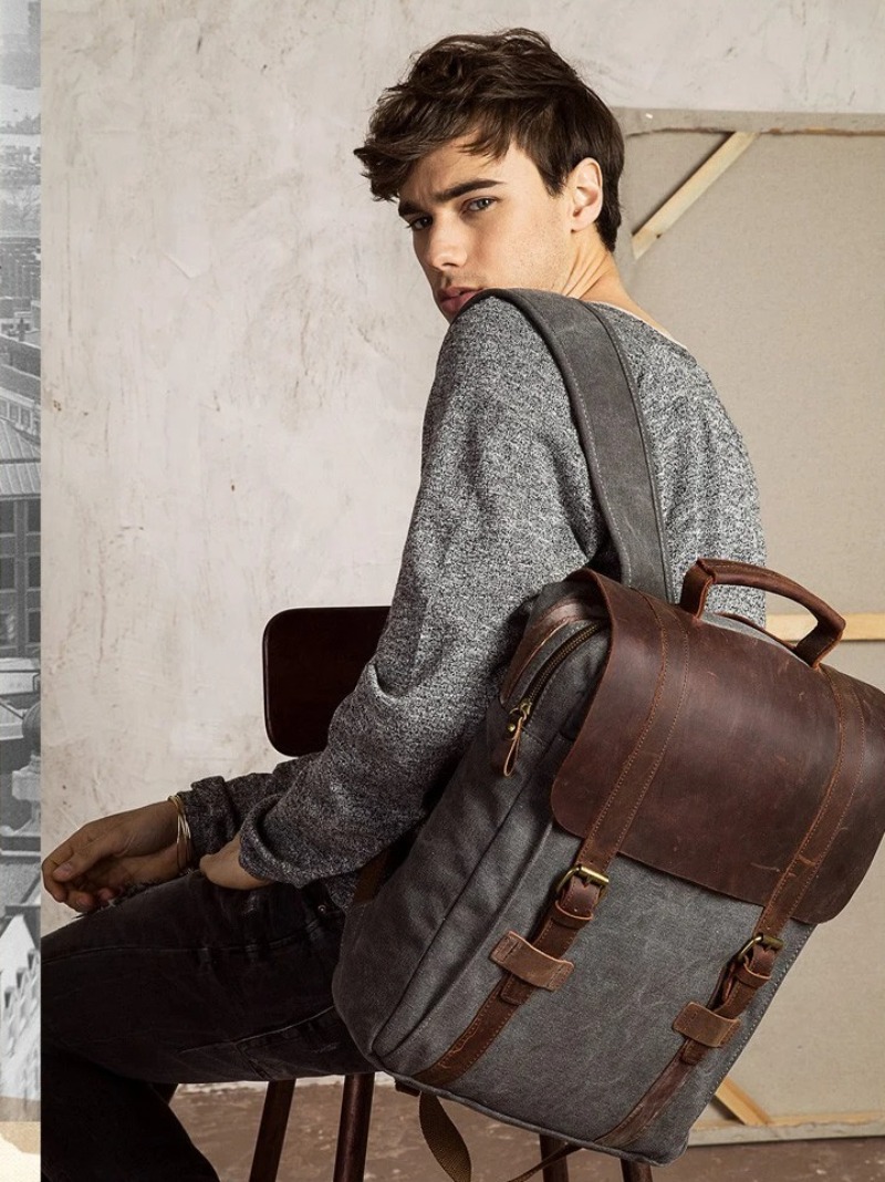 Military Canvas Leather Backpa – обзор и цена Rucksack Military Style