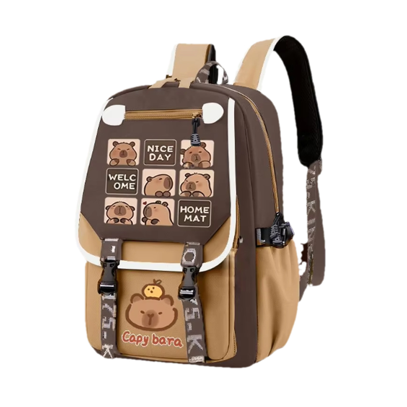 Kawaii Capybara Stylish Khaki  – обзор и цена School Backpack Teen