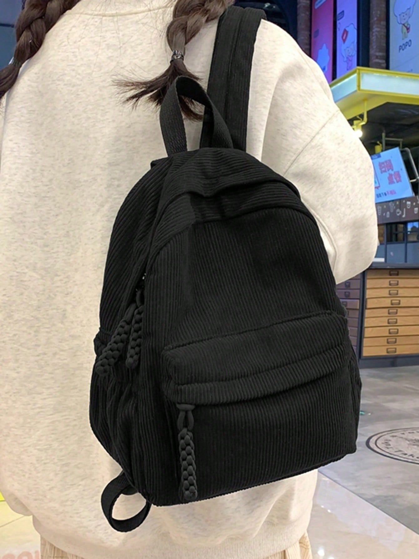 Solid Color Corduroy Fabric Fa – обзор и цена Fashion Backpack Women