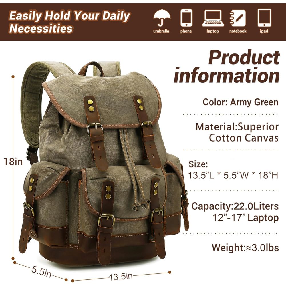 Vintage Canvas Leather Backpac – обзор и цена Leather Backpack Vintage