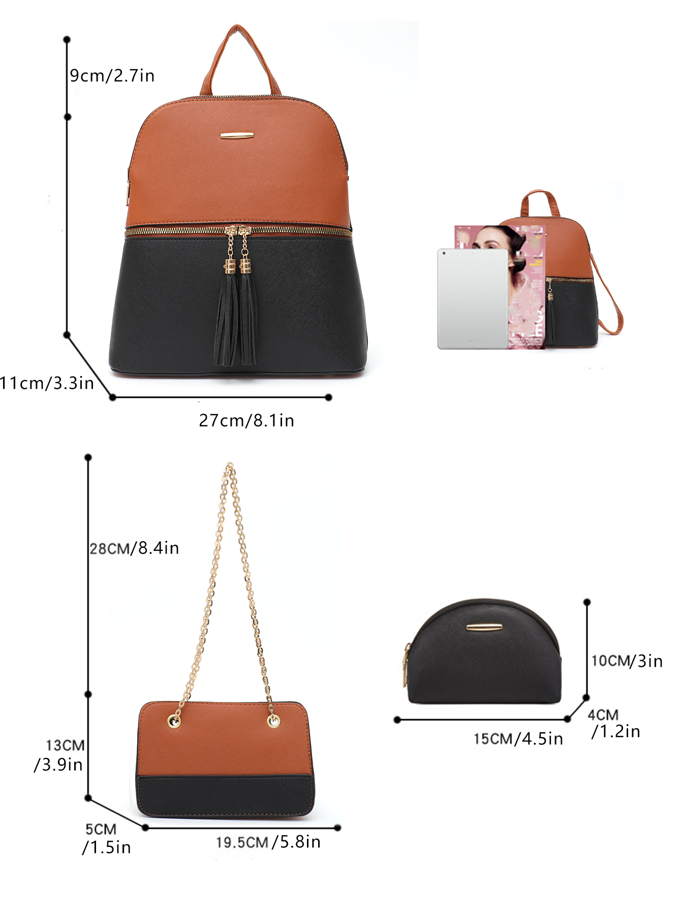 4 PCS Bags Set Women's Fashion – обзор и цена Mini Backpack Purse