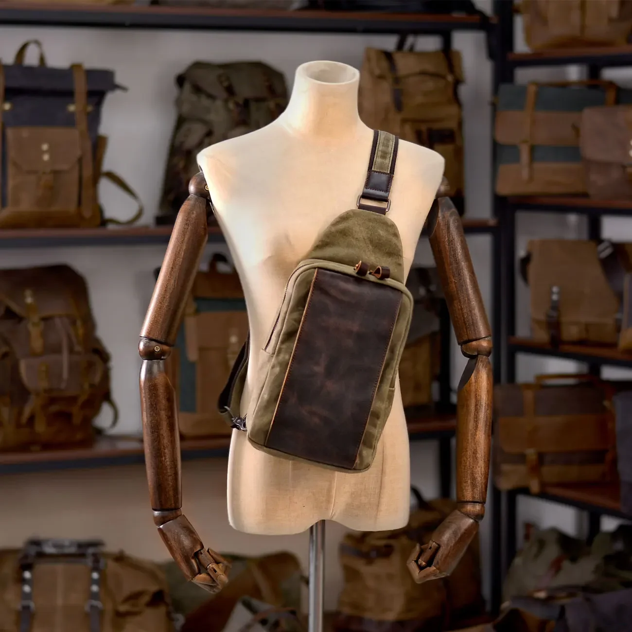 Casual Men's Vintage Waxed Can – обзор и цена Sling Backpack Shoulder