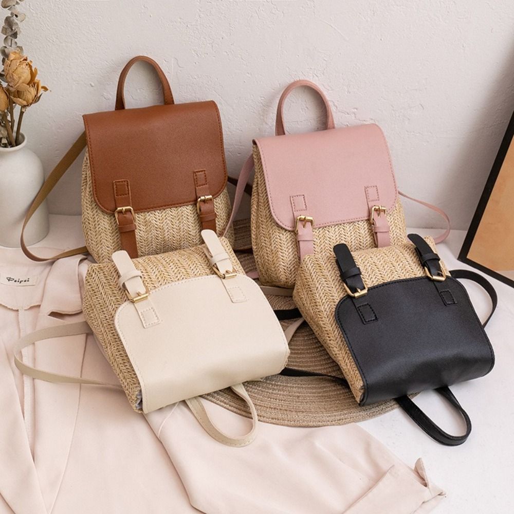 Fashion PU Leather Straw Backp – обзор и цена Leather Backpack Vintage